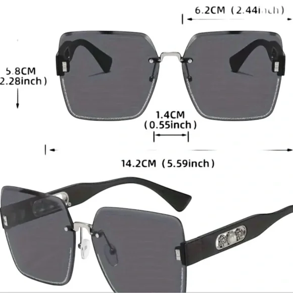 LINFEMAND Black Square Sunglasses